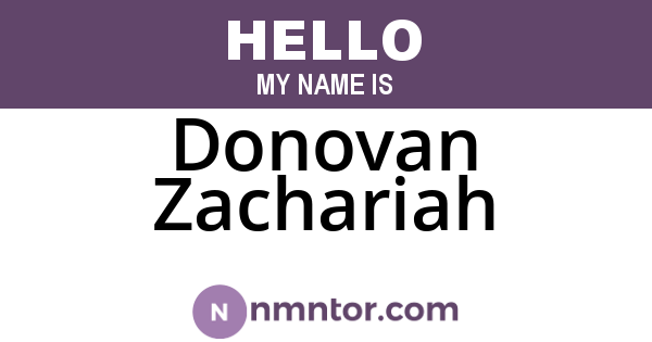 Donovan Zachariah