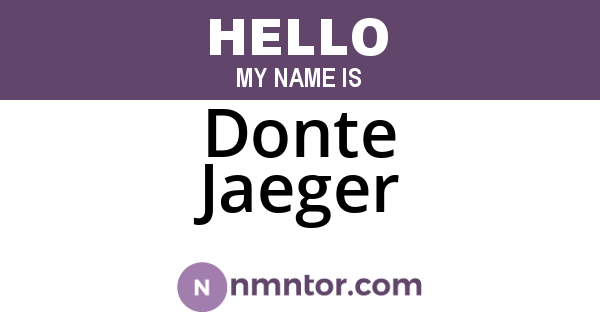 Donte Jaeger