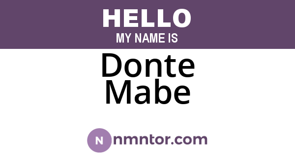 Donte Mabe