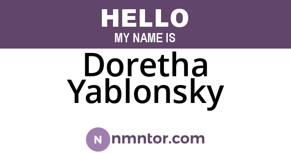 Doretha Yablonsky