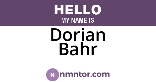 Dorian Bahr