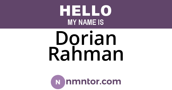 Dorian Rahman