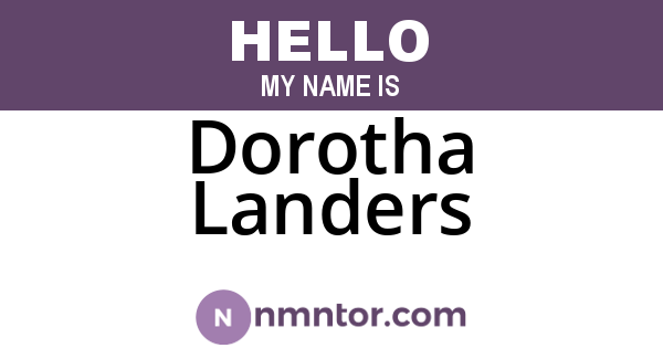 Dorotha Landers