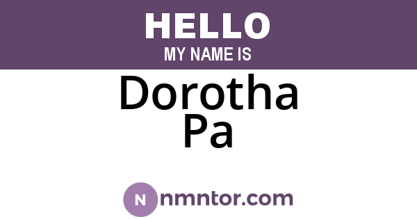 Dorotha Pa