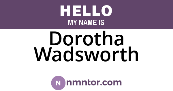 Dorotha Wadsworth