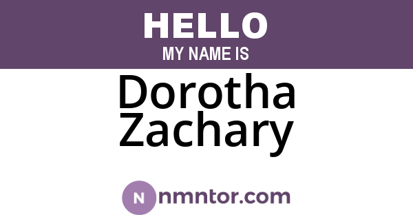 Dorotha Zachary