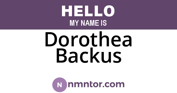 Dorothea Backus