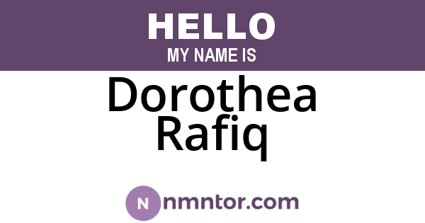Dorothea Rafiq
