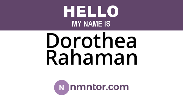 Dorothea Rahaman