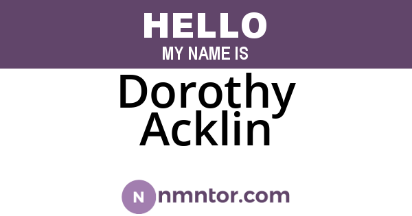 Dorothy Acklin