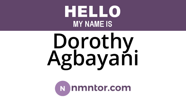 Dorothy Agbayani