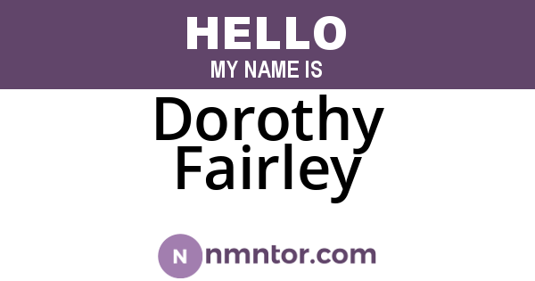Dorothy Fairley
