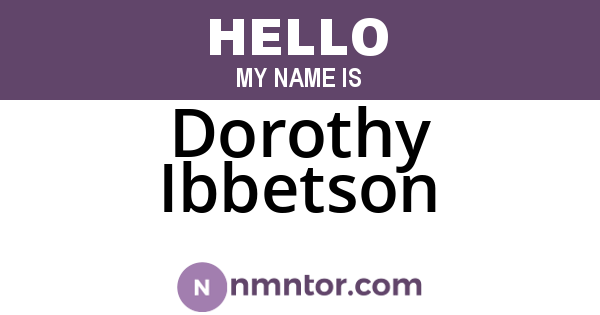 Dorothy Ibbetson