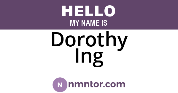 Dorothy Ing