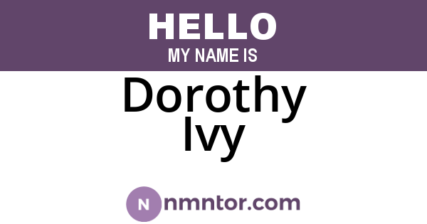 Dorothy Ivy