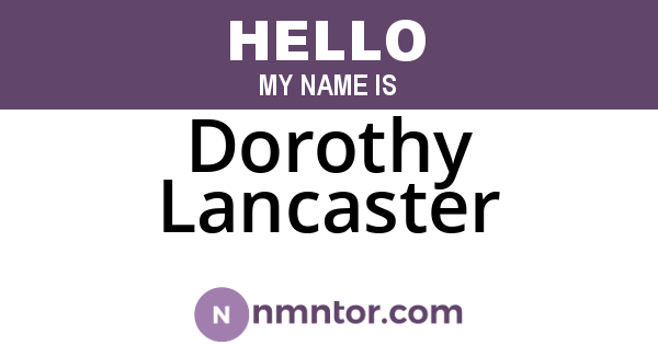 Dorothy Lancaster
