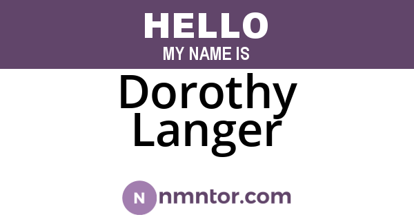 Dorothy Langer