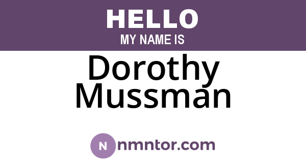 Dorothy Mussman