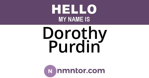 Dorothy Purdin
