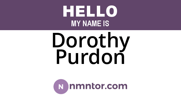 Dorothy Purdon