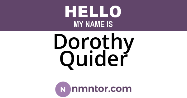 Dorothy Quider