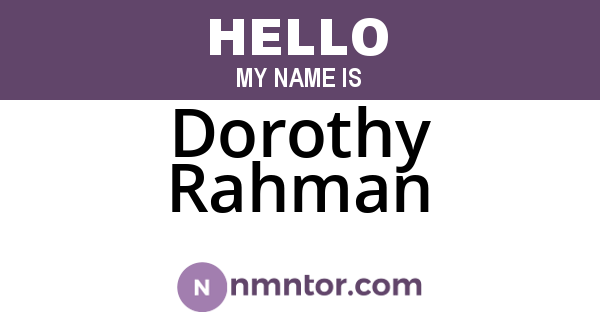 Dorothy Rahman