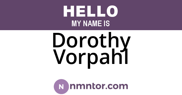 Dorothy Vorpahl
