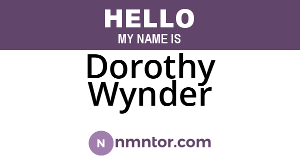 Dorothy Wynder