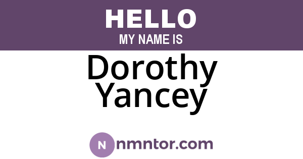 Dorothy Yancey