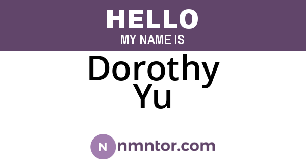 Dorothy Yu