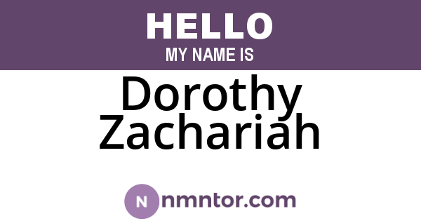 Dorothy Zachariah