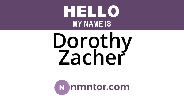 Dorothy Zacher