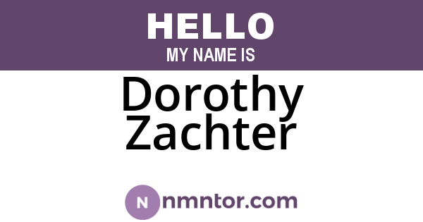 Dorothy Zachter