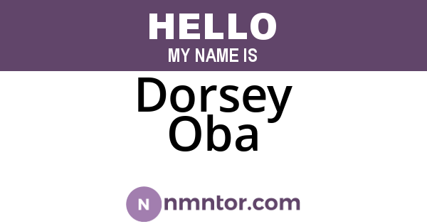Dorsey Oba