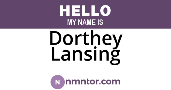Dorthey Lansing