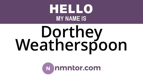 Dorthey Weatherspoon