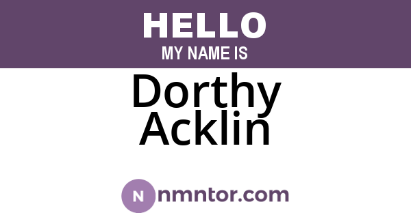 Dorthy Acklin