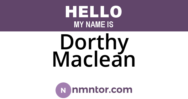 Dorthy Maclean