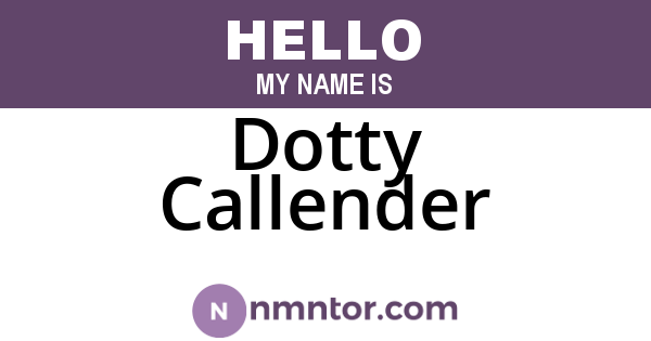 Dotty Callender