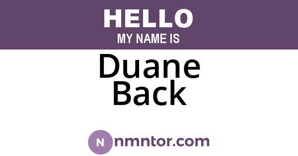 Duane Back