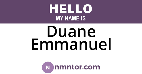 Duane Emmanuel