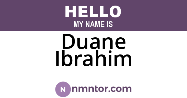 Duane Ibrahim
