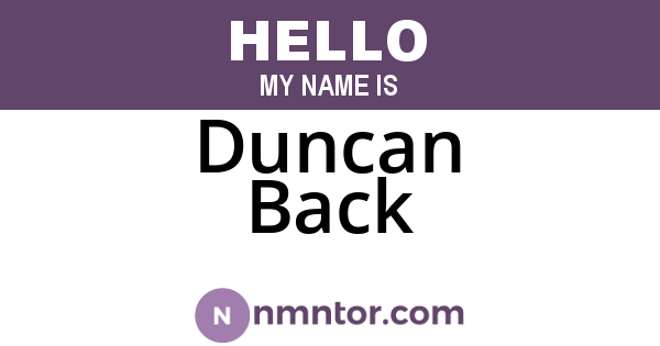 Duncan Back
