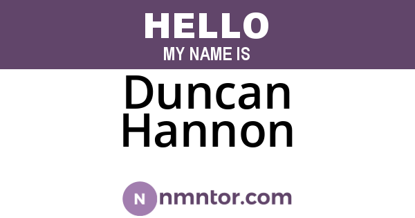Duncan Hannon