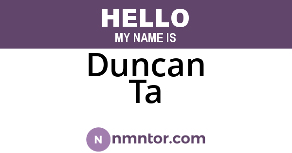 Duncan Ta