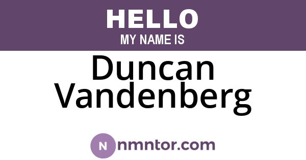 Duncan Vandenberg