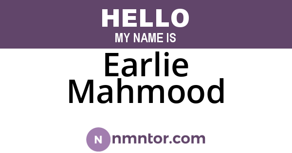Earlie Mahmood