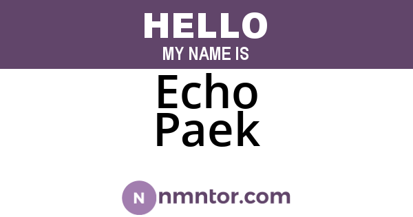 Echo Paek
