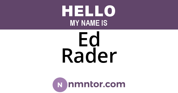 Ed Rader