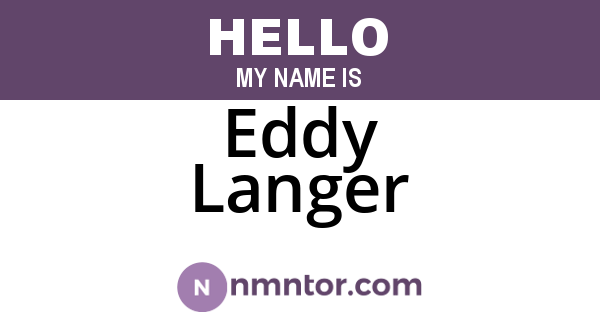 Eddy Langer